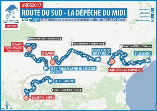 Streckenverlauf Route du Sud - la Dpche du Midi 2017