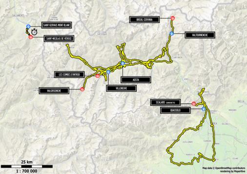 Steckenverlauf Giro Ciclistico della Valle dAosta Mont Blanc 2017
