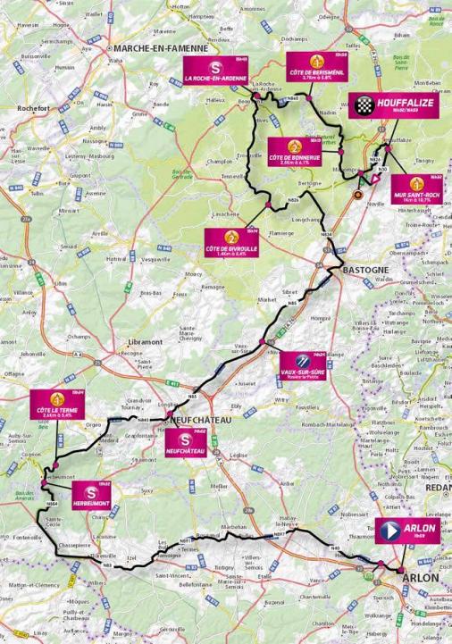 Streckenverlauf VOO-Tour de Wallonie 2017 - Etappe 3