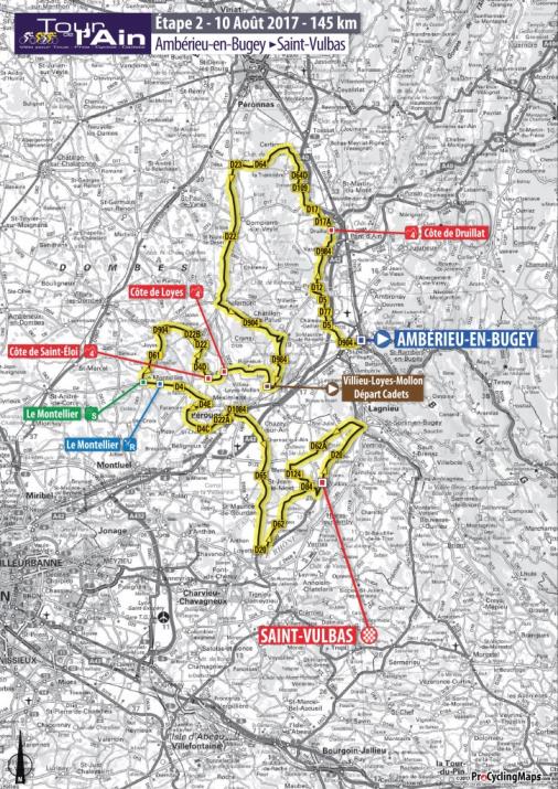 Streckenverlauf Tour de lAin 2017 - Etappe 2