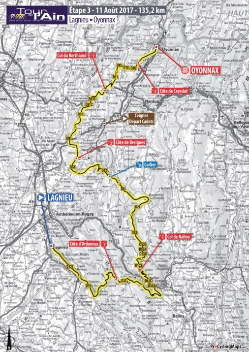 Streckenverlauf Tour de lAin 2017 - Etappe 3