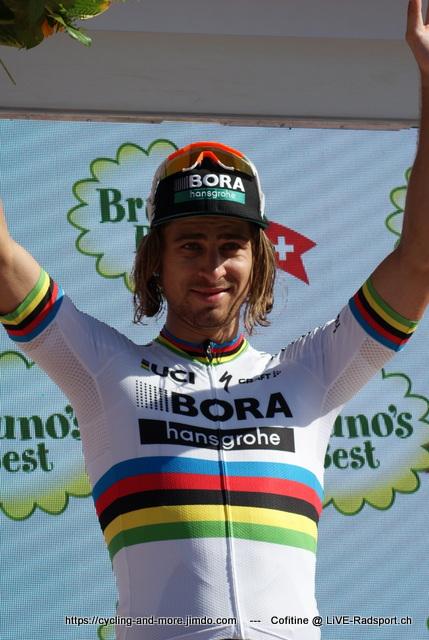 Weltmeister Peter Sagan gewinnt die erste Etappe der Polen-Rundfahrt - dieses Bild entstand bei seinem Etappensieg bei der Tour de Suisse 2017 in Schaffhausen