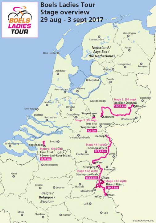Streckenverlauf Boels Rental Ladies Tour 2017
