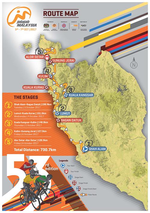 Streckenverlauf Jelajah Malaysia 2017