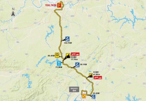 Streckenverlauf Gree-Tour of Guangxi 2017 - Etappe 2