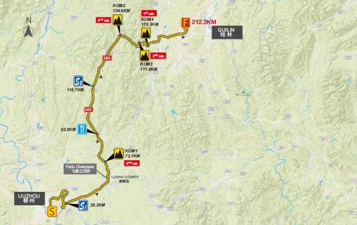 Streckenverlauf Gree-Tour of Guangxi 2017 - Etappe 5