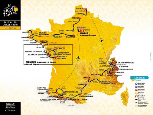 Prsentation Tour de France 2018: Streckenkarte