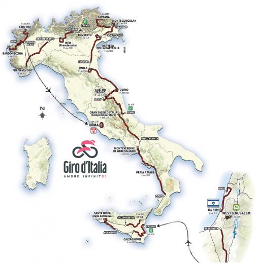 Prsentation Giro d Italia 2018: Die Streckenkarte