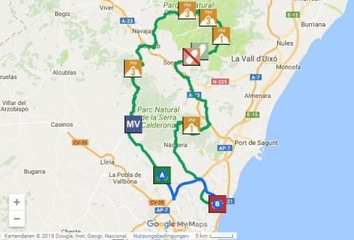 Streckenverlauf Volta a la Comunitat Valenciana 2018 - Etappe 2