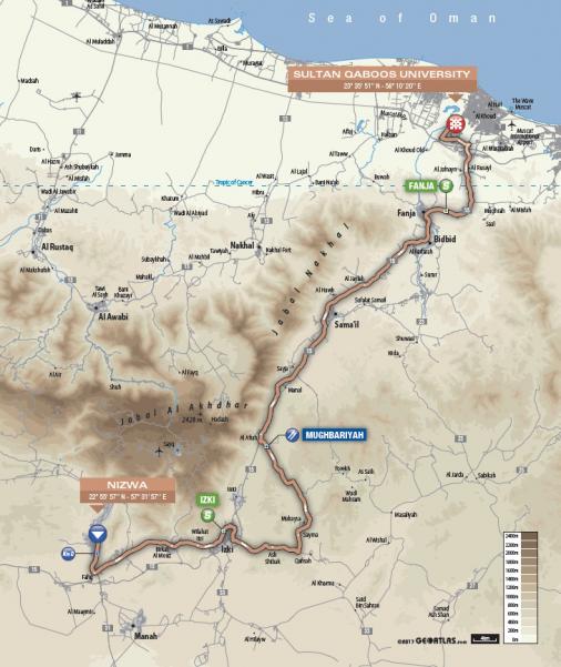 Streckenverlauf Tour of Oman 2018 - Etappe 1