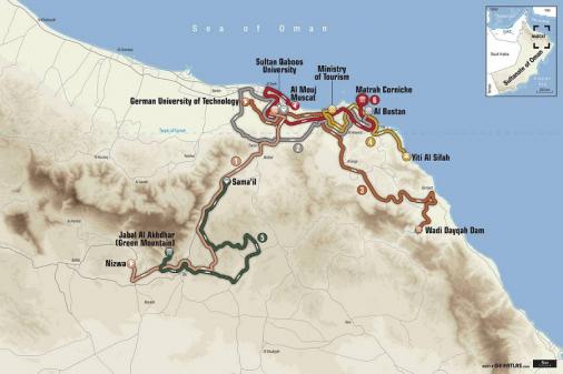 Streckenverlauf Tour of Oman 2018