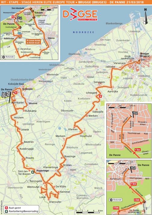 Streckenverlauf Driedaagse Brugge - De Panne 2018 (Mnner)