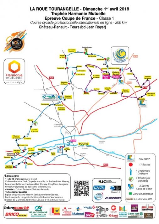 Streckenverlauf La Roue Tourangelle Région Centre Val de Loire - Trophée Harmonie Mutuelle 2018