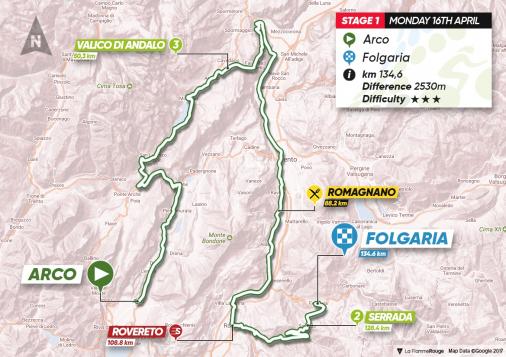Streckenverlauf Tour of the Alps 2018 - Etappe 1