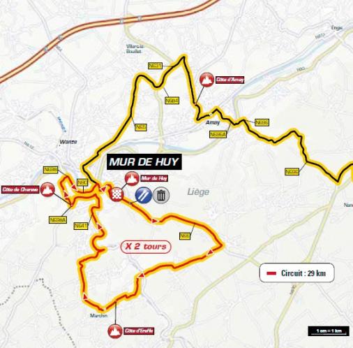Streckenverlauf La Flèche Wallonne 2018, Rundkurs