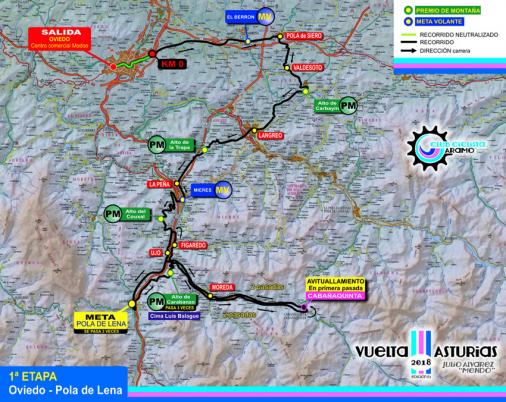 Streckenverlauf Vuelta Asturias Julio Alvarez Mendo 2018 - Etappe 1