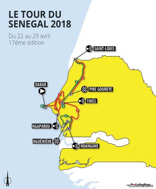 Streckenverlauf Tour du Sngal 2018