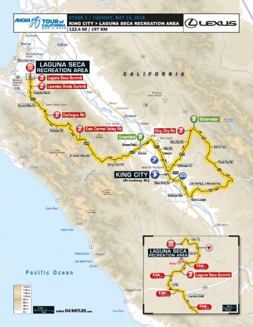 Streckenverlauf Amgen Tour of California 2018 - Etappe 3