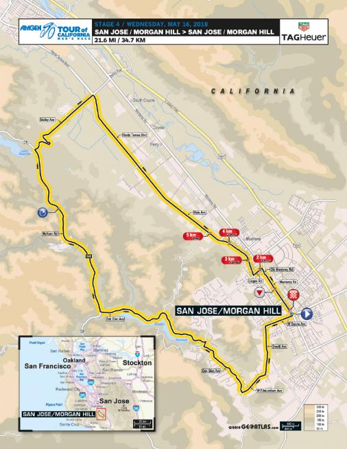 Streckenverlauf Amgen Tour of California 2018 - Etappe 4