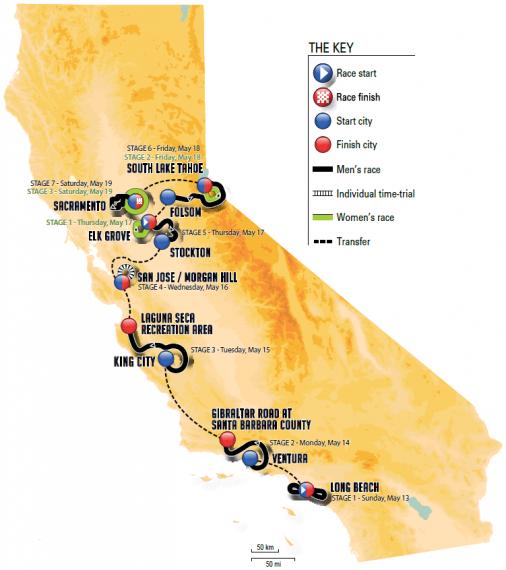 Streckenverlauf Amgen Tour of California 2018
