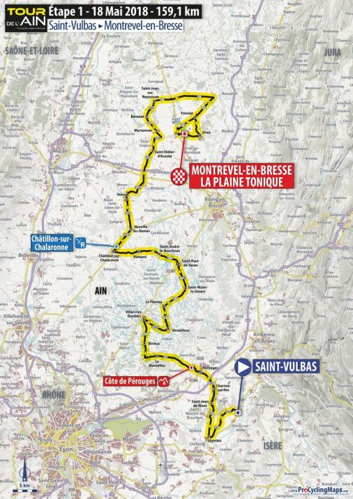 Streckenverlauf Tour de lAin 2018 - Etappe 1