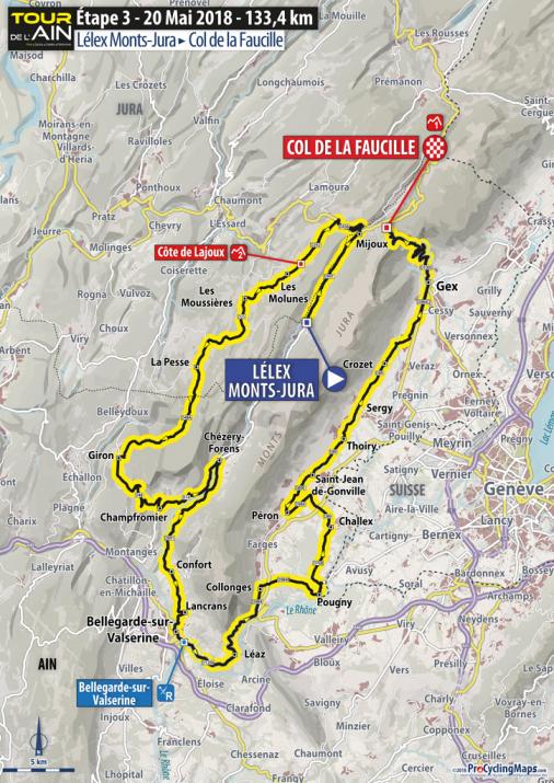 Streckenverlauf Tour de lAin 2018 - Etappe 3
