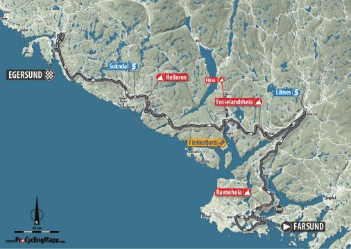 Streckenverlauf Tour des Fjords 2018 - Etappe 3