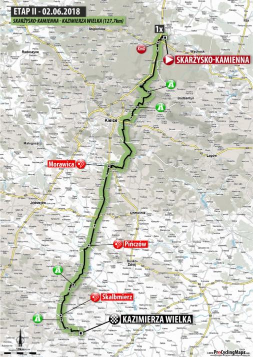 Streckenverlauf Szlakiem Walk Majora Hubala 2018 - Etappe 2