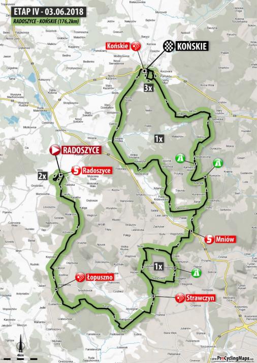 Streckenverlauf Szlakiem Walk Majora Hubala 2018 - Etappe 4