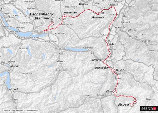 Streckenverlauf Tour de Suisse 2018 - Etappe 7