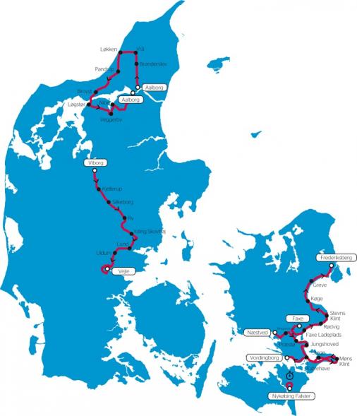 Streckenverlauf PostNord Danmark Rundt 2018