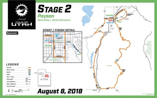 Streckenverlauf The Larry H. Miller Tour of Utah 2018 - Etappe 2