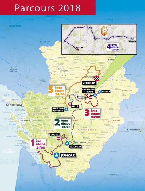 Streckenverlauf Tour Poitou-Charentes en Nouvelle Aquitaine 2018