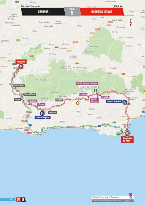 Streckenverlauf Vuelta a España 2018 - Etappe 5