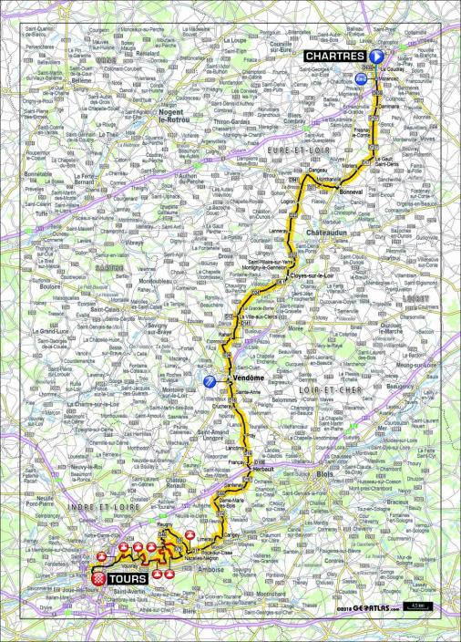 Streckenverlauf Paris - Tours Elite 2018