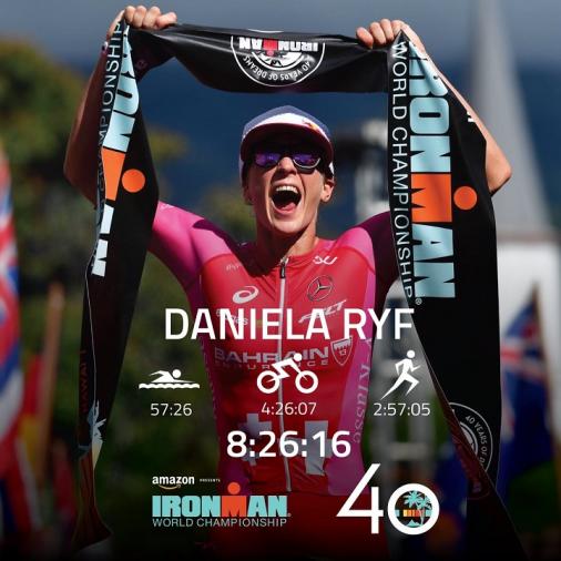 Daniela Ryf verbessert bei ihrem vierten Sieg am Ironman Hawaii den Rekord um 20 Minuten (Foto: twitter.com/IRONMANtri)