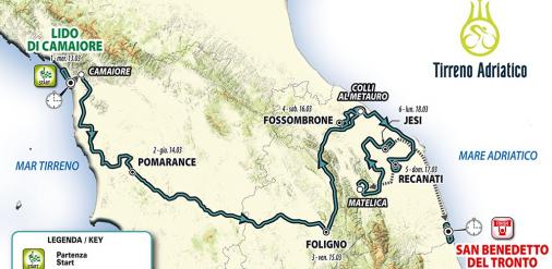 Präsentation Tirreno-Adriatico 2019: Streckenkarte