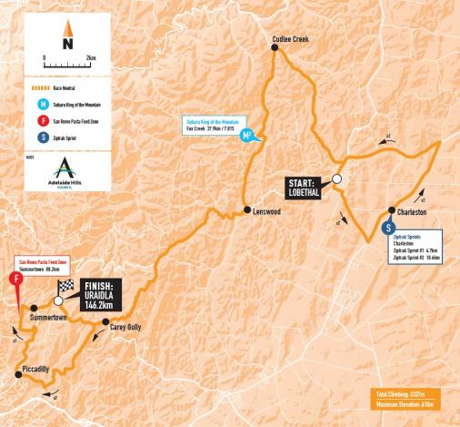 Streckenverlauf Tour Down Under 2019 - Etappe 3
