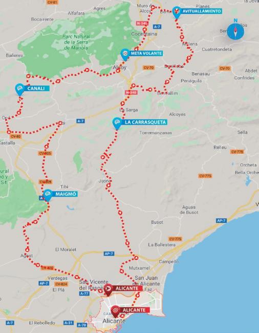 Streckenverlauf Volta a la Comunitat Valenciana 2019 - Etappe 2