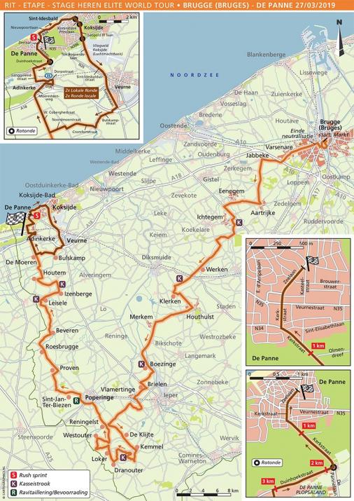 Höhenprofil Driedaagse Brugge - De Panne 2019 (Männer), letzte 3 km