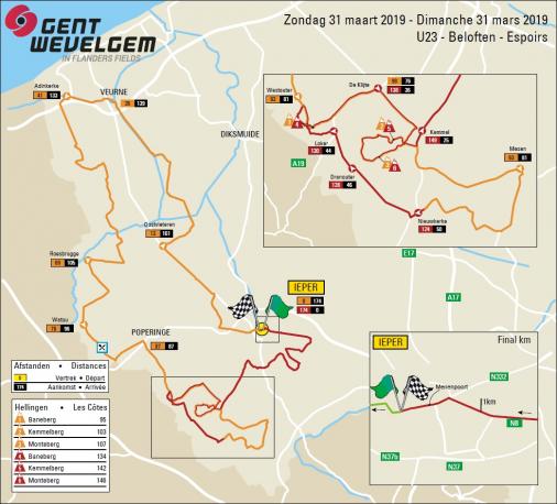 Streckenverlauf Gent - Wevelgem 2019 (Männer U23)