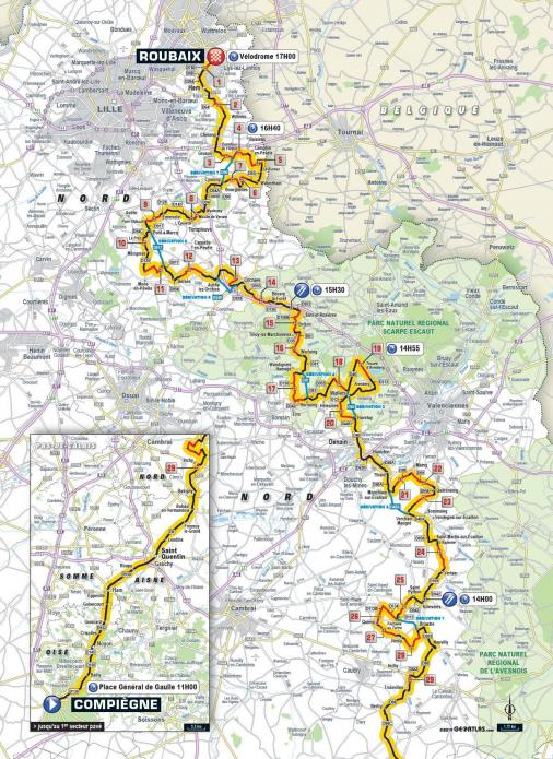 Streckenverlauf Paris - Roubaix 2019