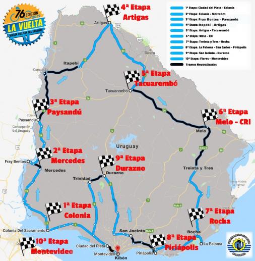 Streckenverlauf Vuelta Ciclista del Uruguay 2019