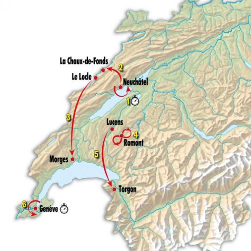 Streckenprsentation der Tour de Romandie 2019: Karte