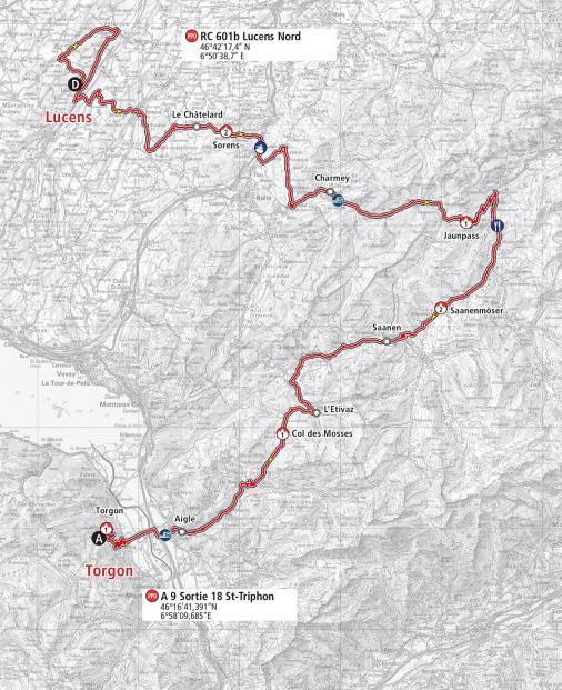 Streckenverlauf Tour de Romandie 2019 - Etappe 4