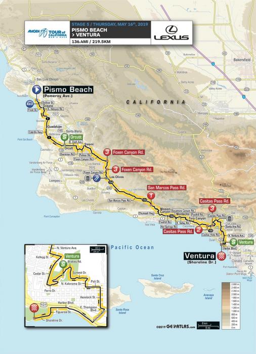 Streckenverlauf Amgen Tour of California 2019 - Etappe 5