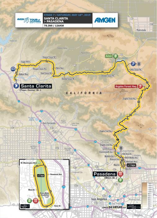 Streckenverlauf Amgen Tour of California 2019 - Etappe 7