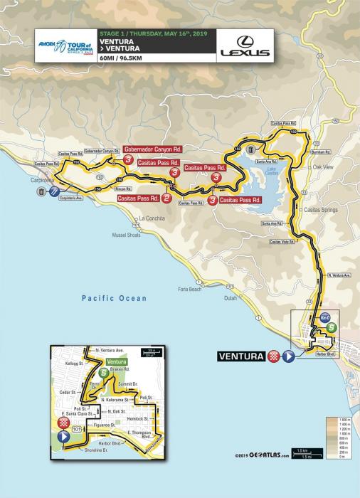 Streckenverlauf Amgen Tour of California Women’s Race 2019 - Etappe 1