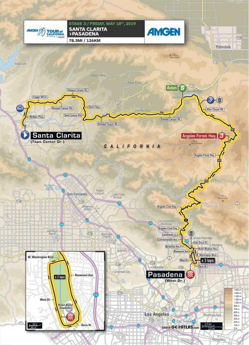 Streckenverlauf Amgen Tour of California Women’s Race 2019 - Etappe 3