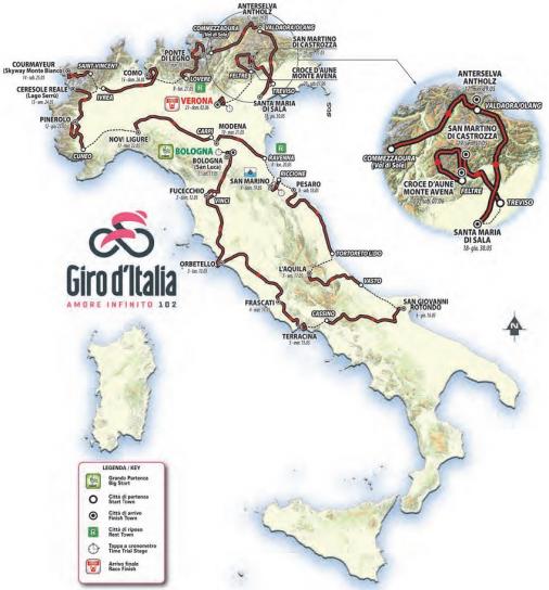 Streckenverlauf Giro d’Italia 2019